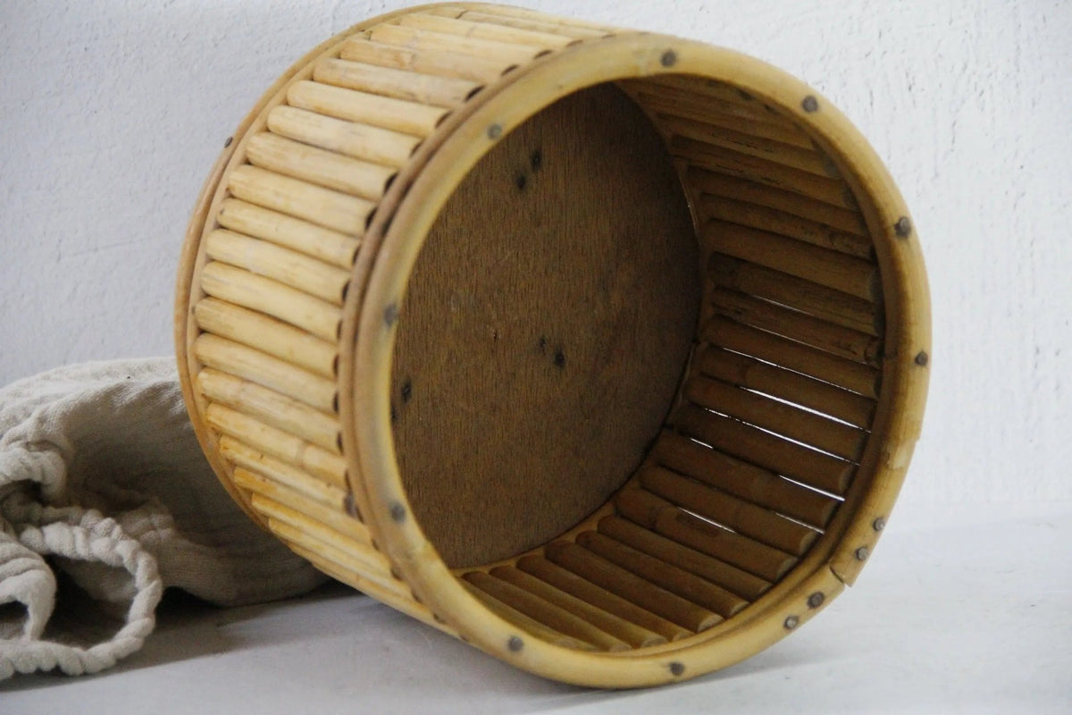 Vintage Bamboo Planter | Midcentury Pencil Reed 8" - Debra Hall Lifestyle