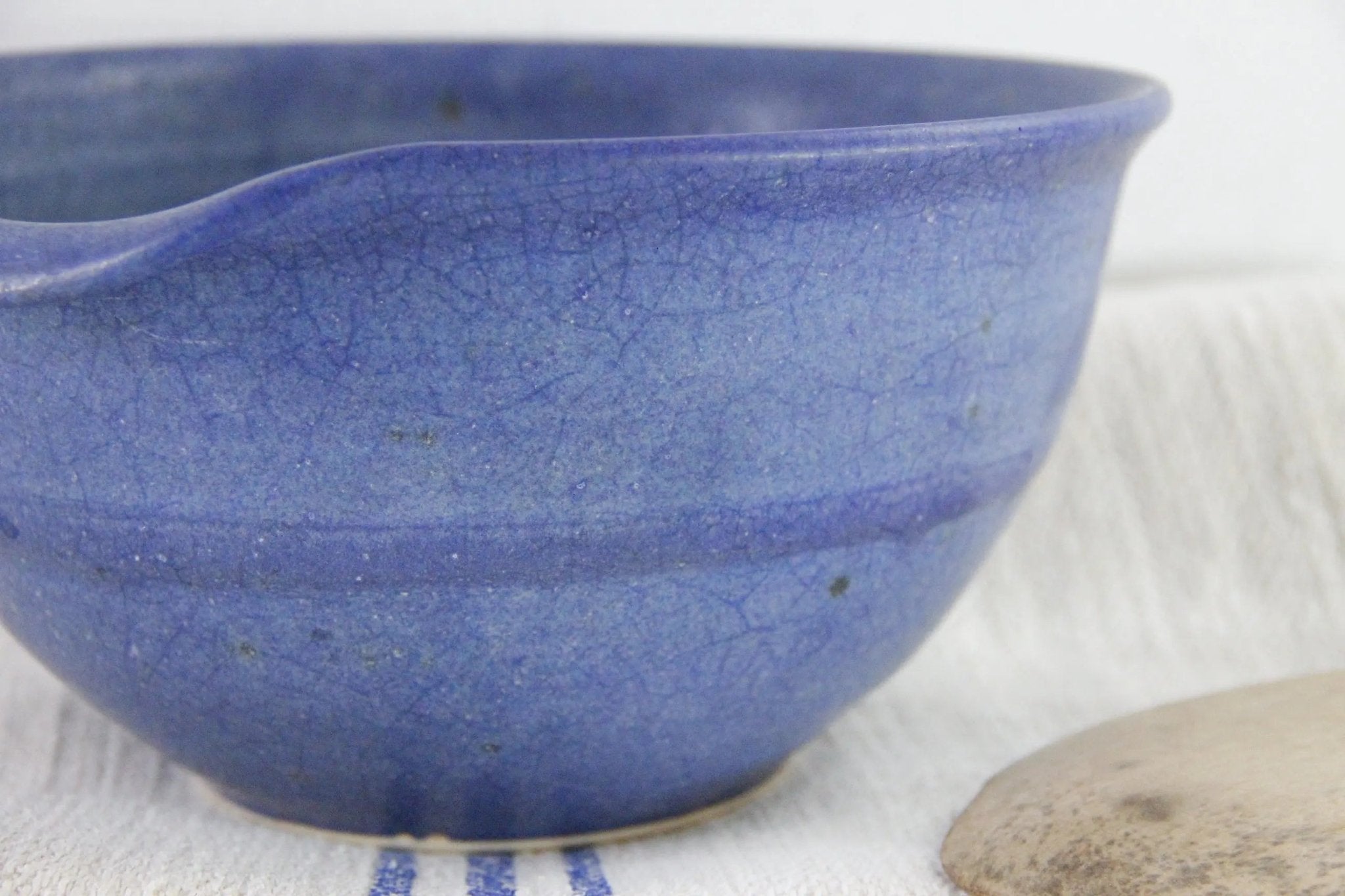 Vintage Batter Bowl Handmade Indigo Blue Pottery - Debra Hall Lifestyle