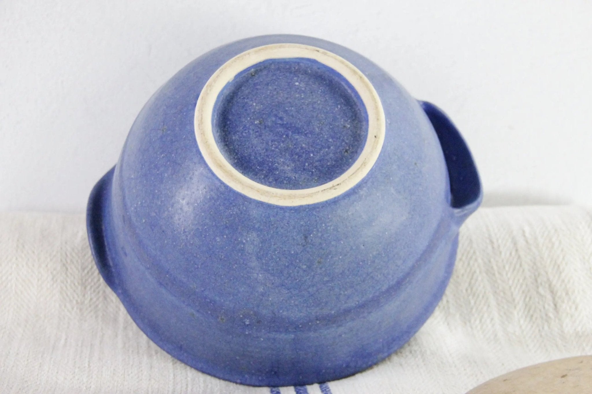Vintage Batter Bowl Handmade Indigo Blue Pottery - Debra Hall Lifestyle