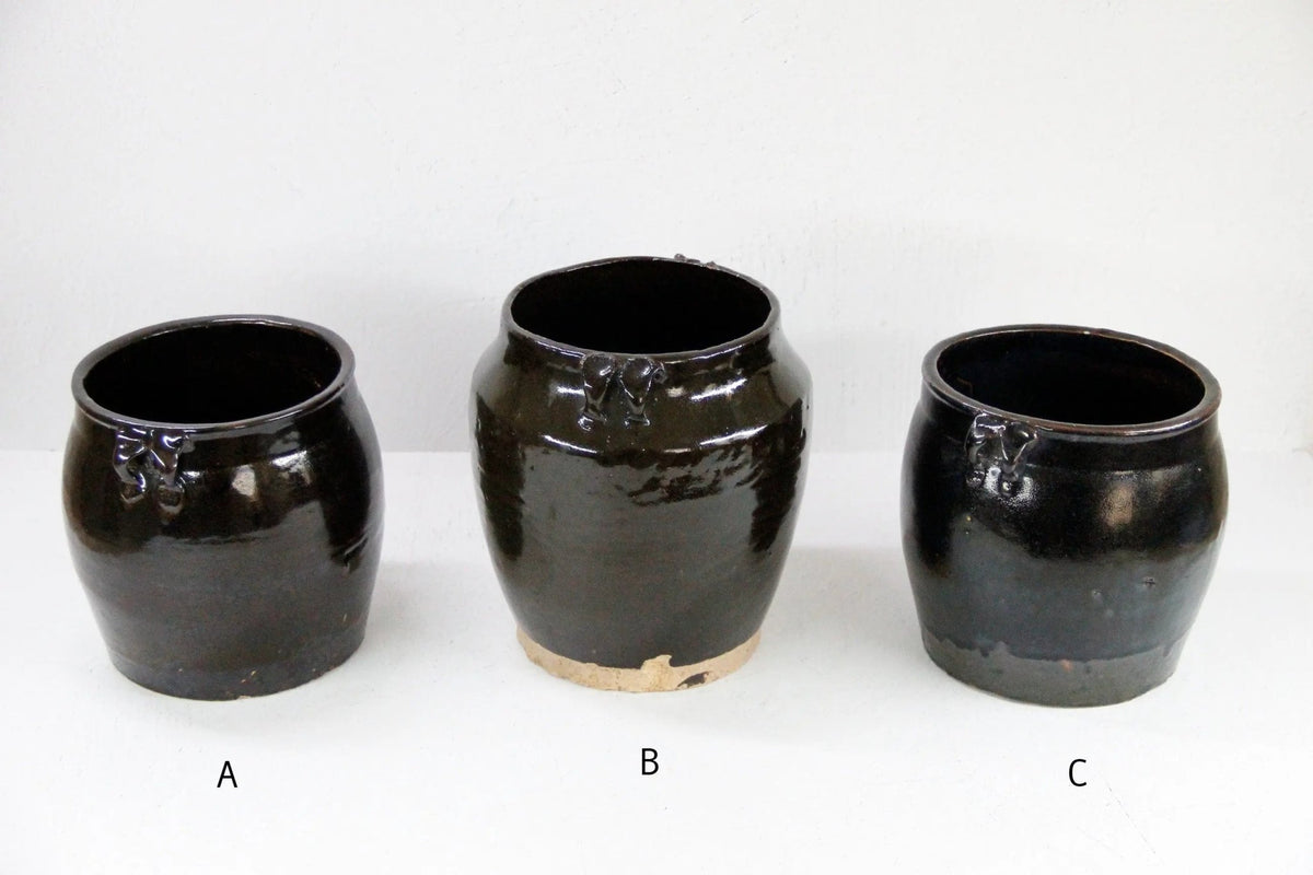 Vintage Black Pottery | Shanxi Glazed Oil Vessel - Debra Hall Lifestyle