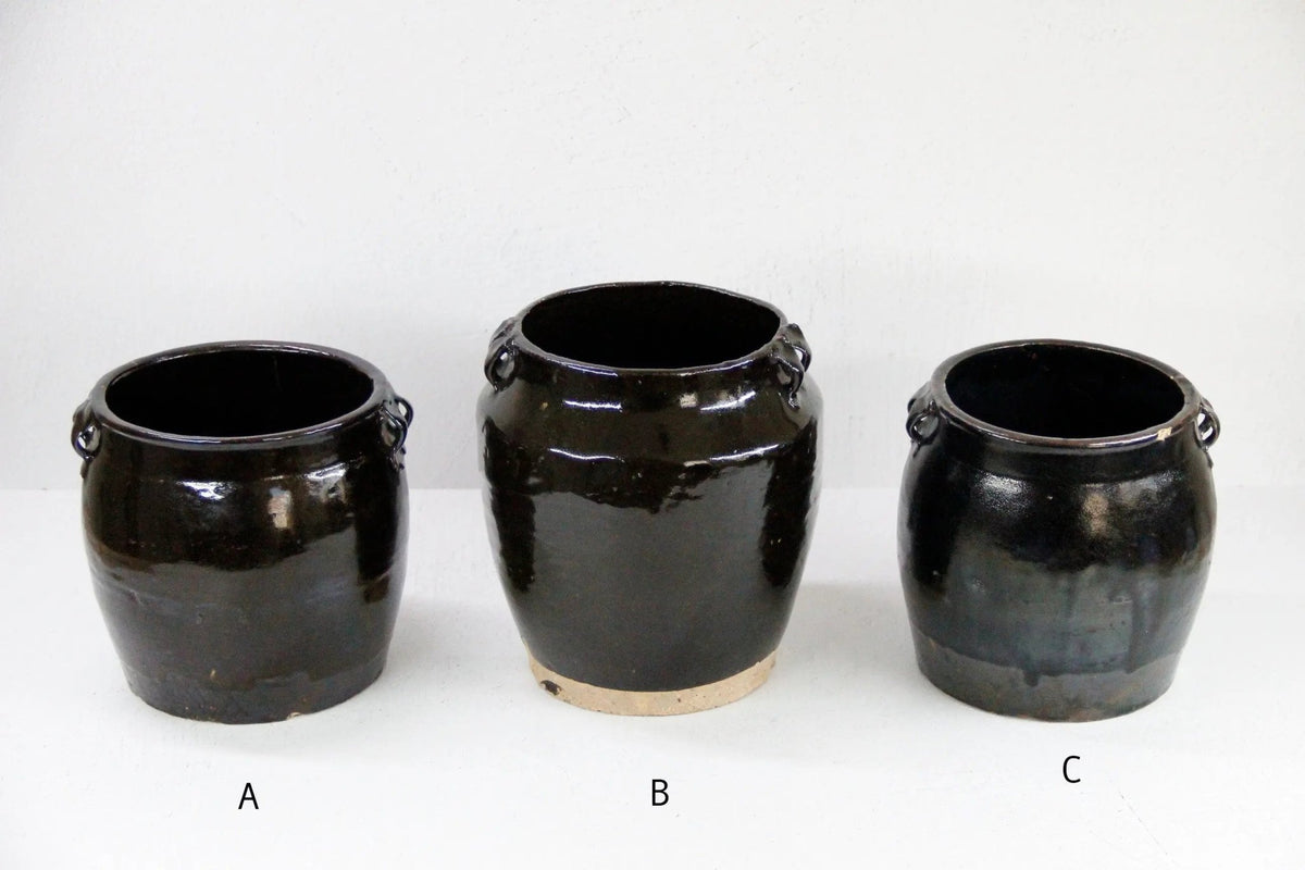 Vintage Black Pottery | Shanxi Glazed Oil Vessel - Debra Hall Lifestyle