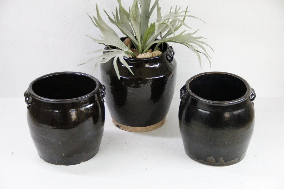Vintage Black Pottery | Shanxi Glazed Oil Vessel - Debra Hall Lifestyle