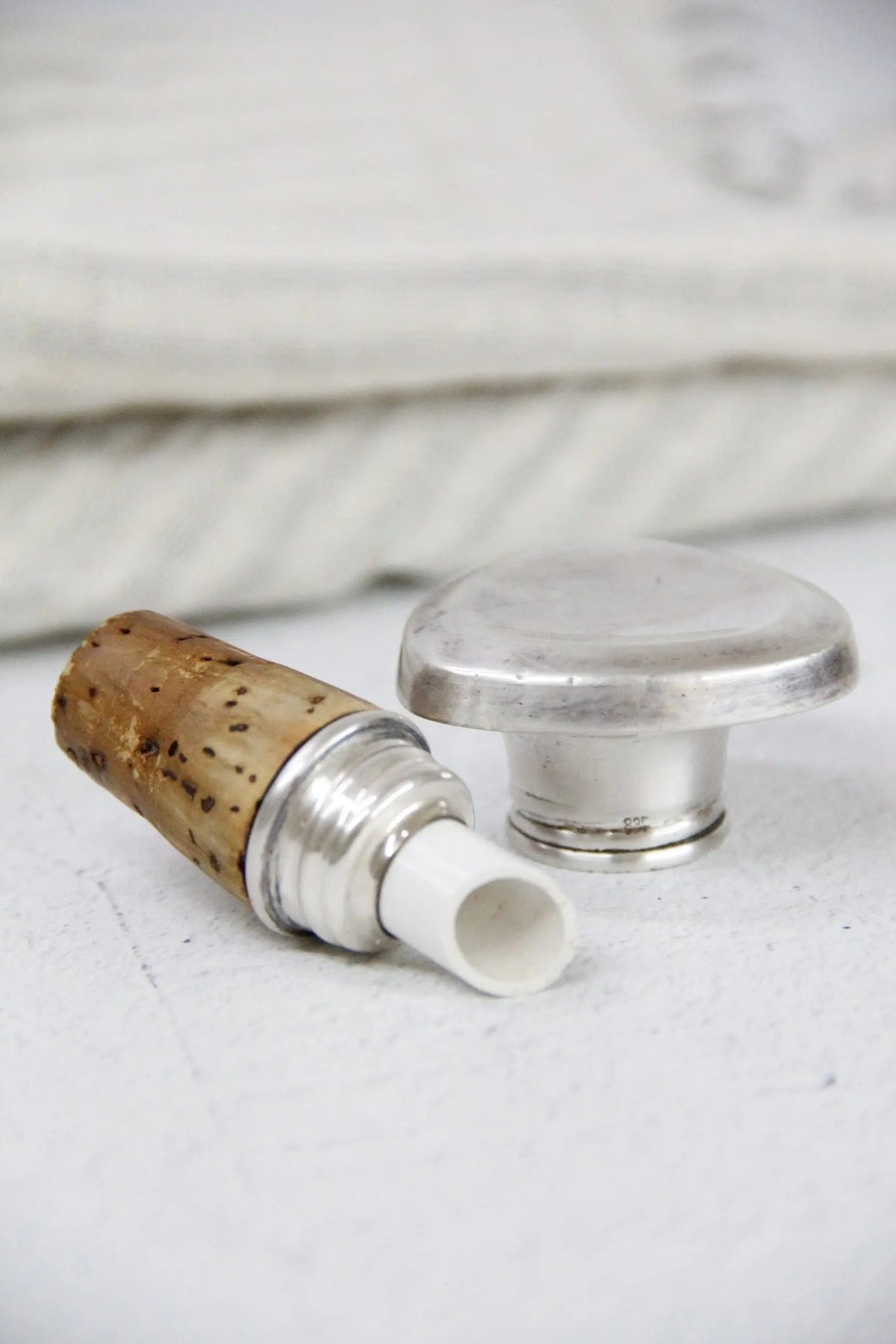 Vintage Bottle Pourer-Belgium 835 Stamped Silver Spout - Debra Hall Lifestyle