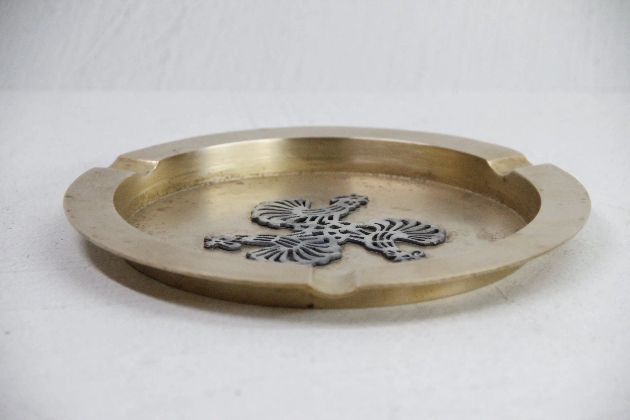 Vintage Brass Ashtray France | Classic Rooster/Cocks - Debra Hall Lifestyle