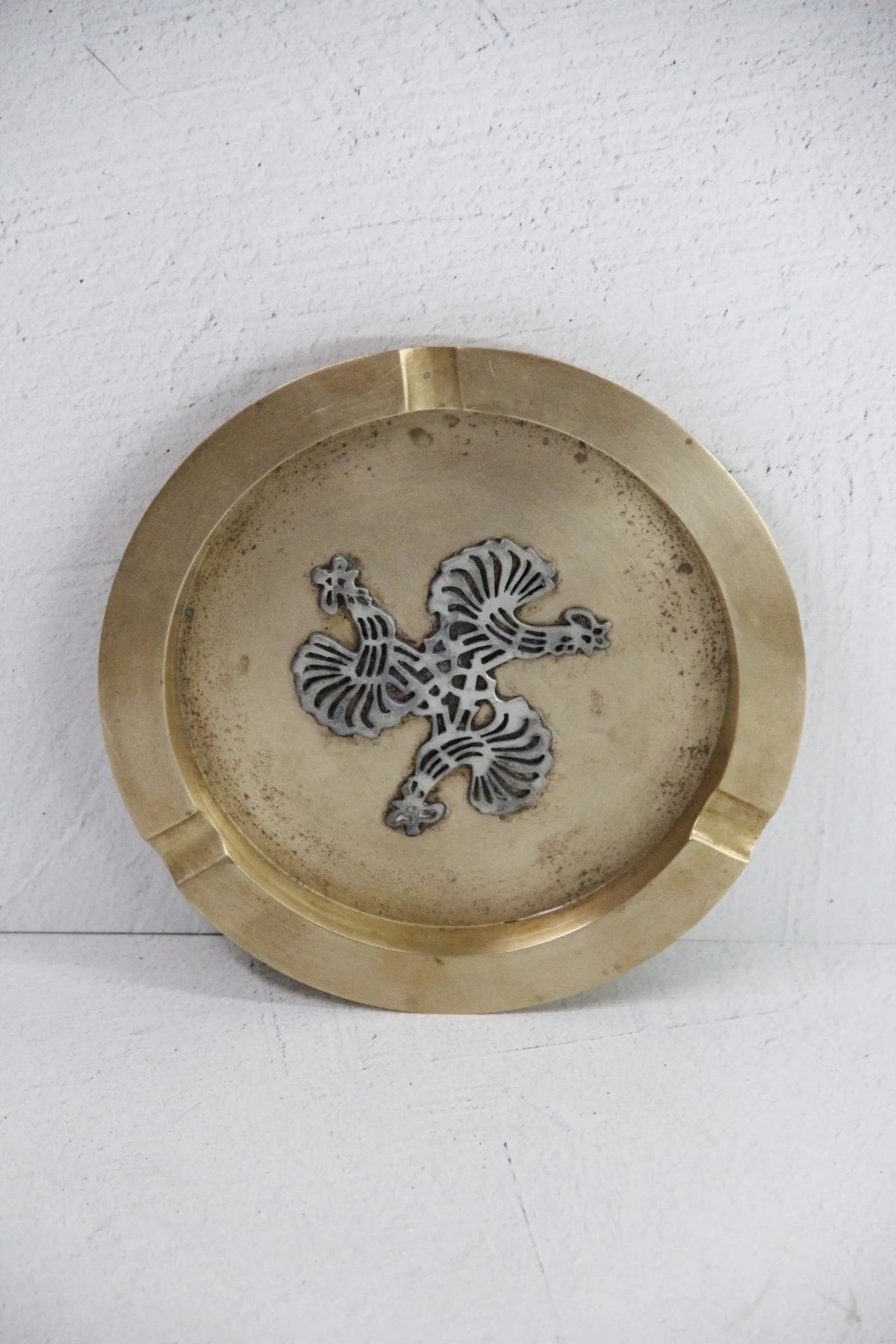 Vintage Brass Ashtray France | Classic Rooster/Cocks - Debra Hall Lifestyle