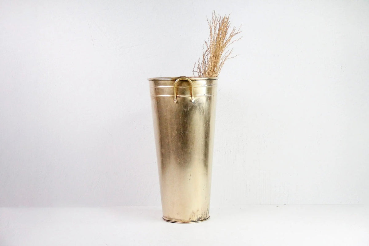 Vintage Brass Bucket | Florist Market Vase Floor Stand - Debra Hall Lifestyle