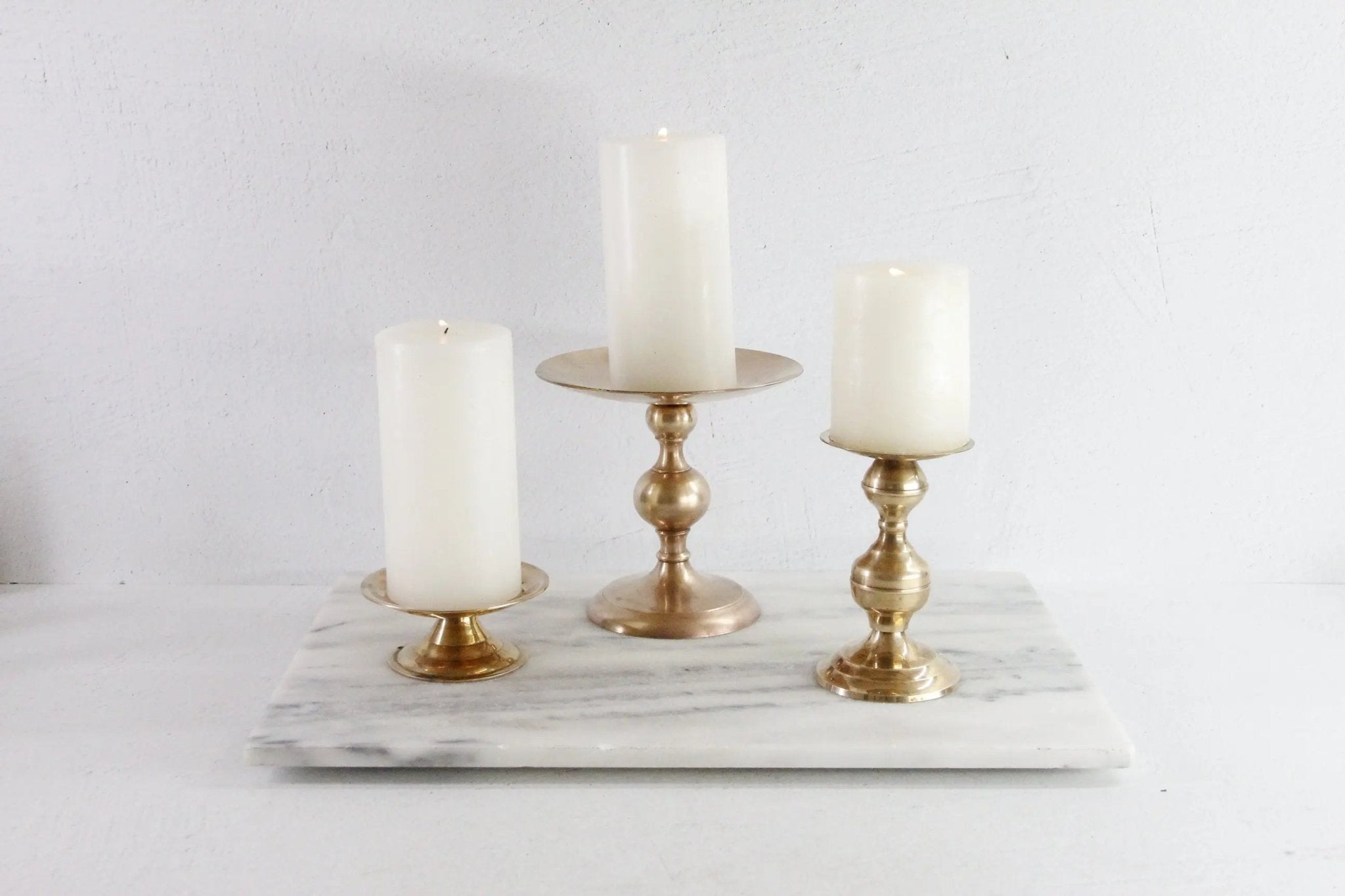 Vintage Brass Candle Holder | Assorted Pillar Candle Stands - Debra Hall Lifestyle