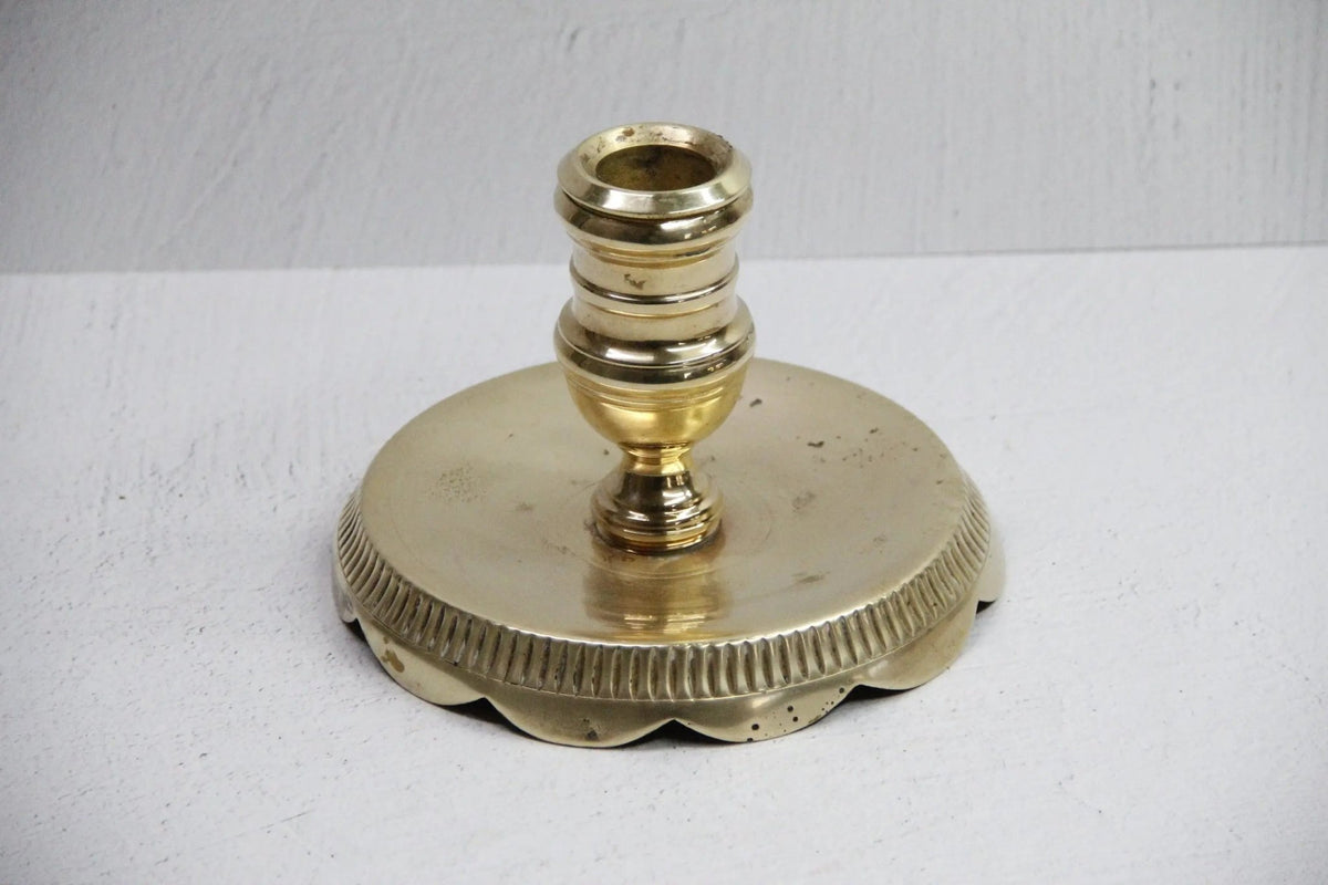 Vintage Brass Candle Holder-Large Heavy Unlacquered Brass - Debra Hall Lifestyle