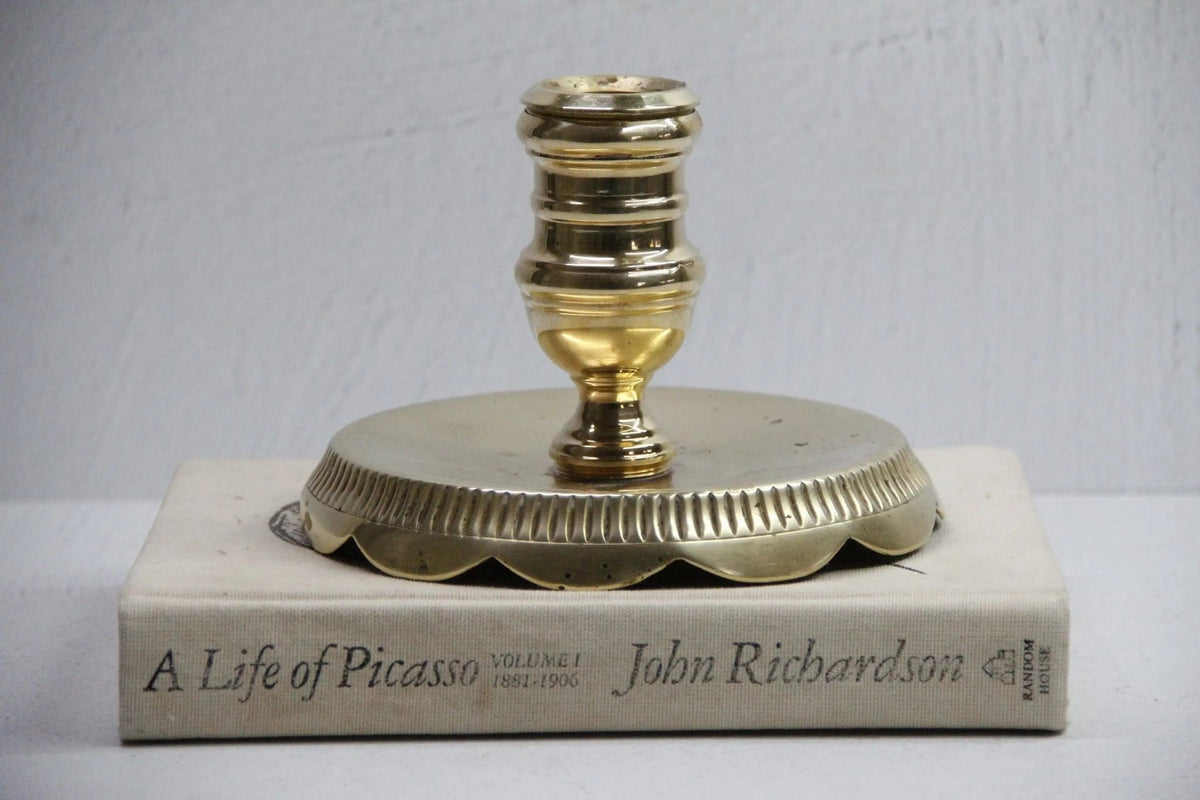 Vintage Brass Candle Holder-Large Heavy Unlacquered Brass - Debra Hall Lifestyle
