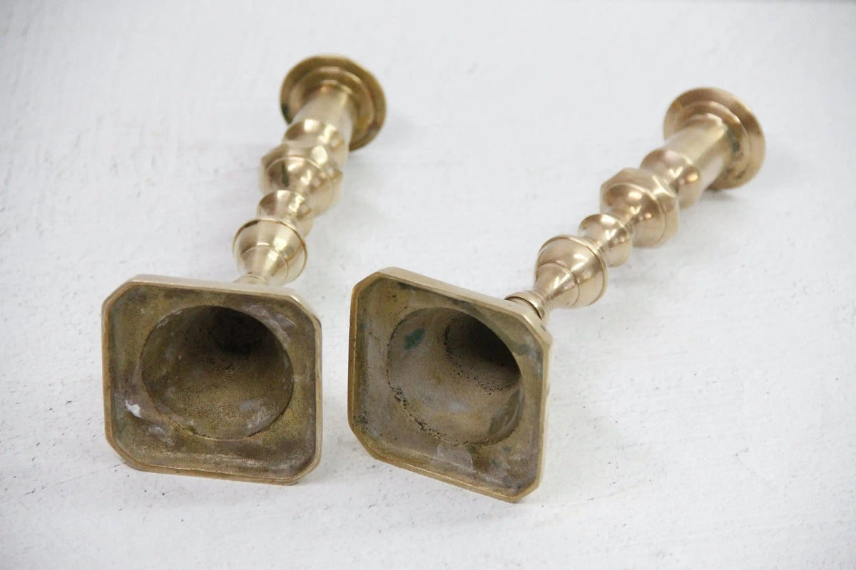 Vintage Brass Candle Holders Pair | Taper Candlestick 8.25" - Debra Hall Lifestyle