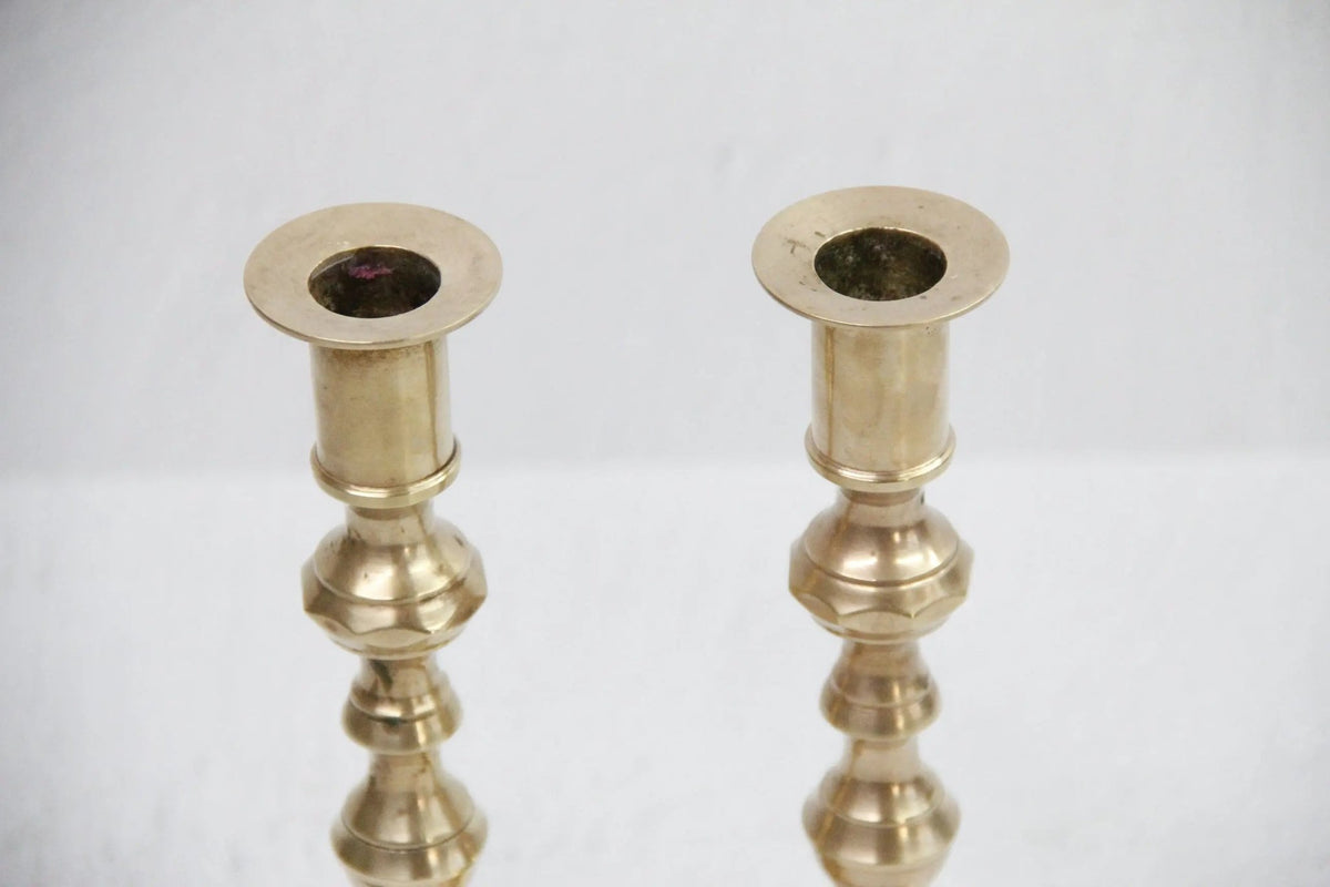 Vintage Brass Candle Holders Pair | Taper Candlestick 8.25" - Debra Hall Lifestyle