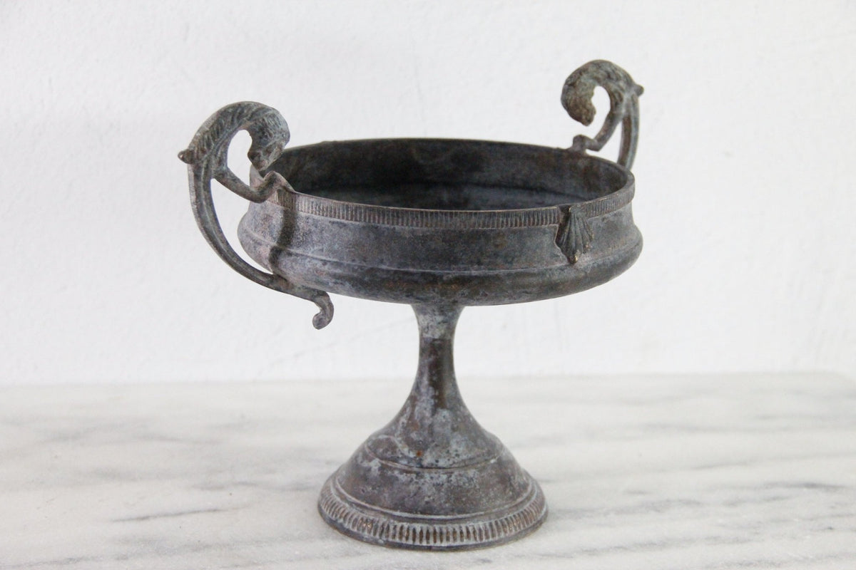 Vintage Brass Compote | Neoclassic Tazza Pedestal Bowl - Debra Hall Lifestyle