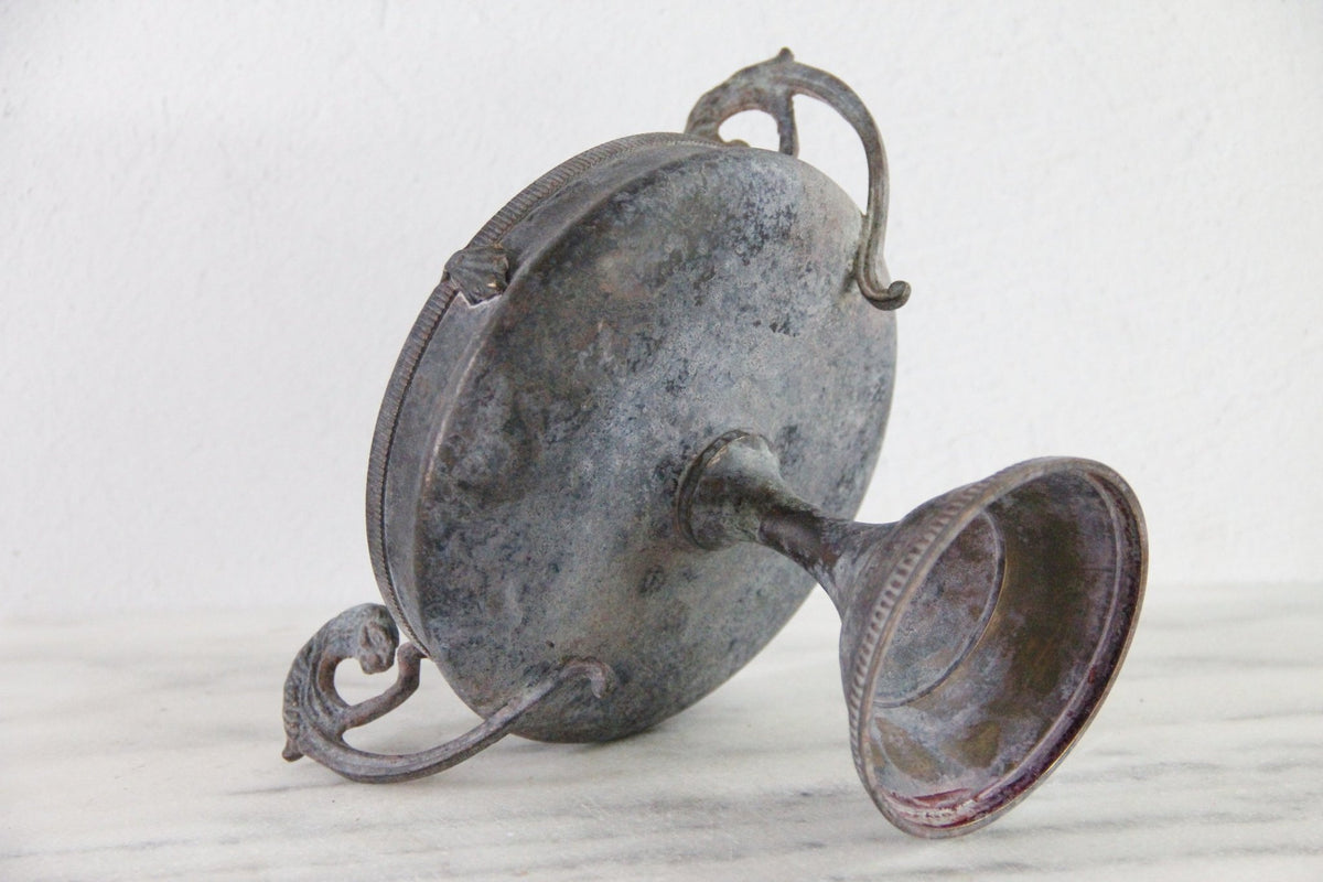 Vintage Brass Compote | Neoclassic Tazza Pedestal Bowl - Debra Hall Lifestyle