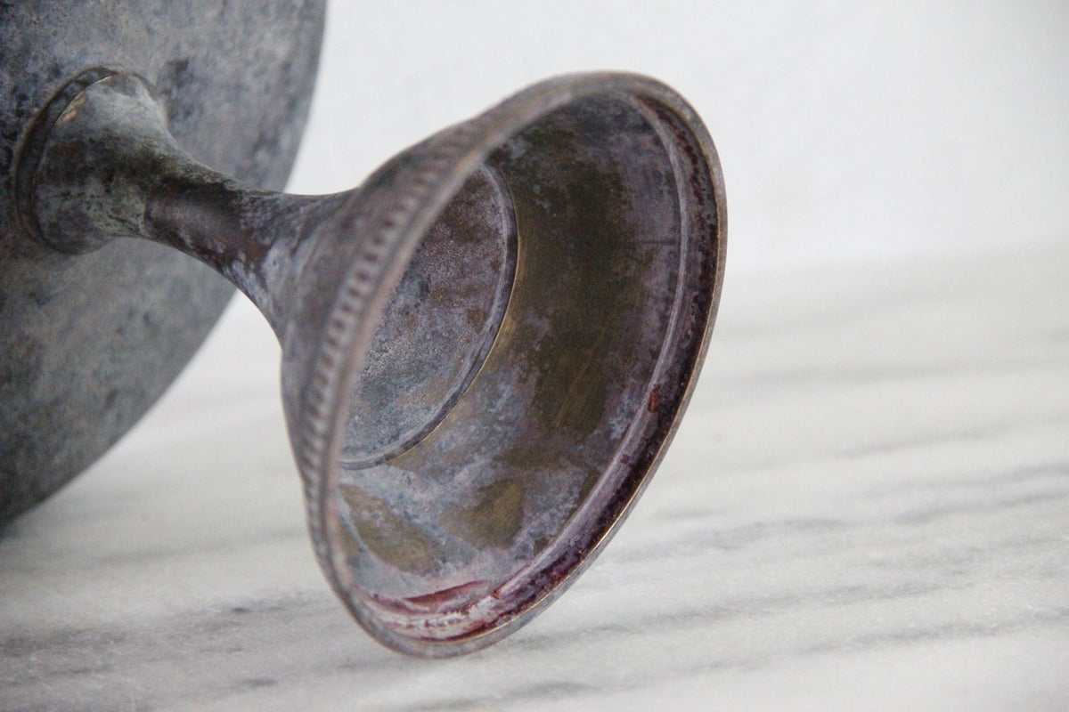 Vintage Brass Compote | Neoclassic Tazza Pedestal Bowl - Debra Hall Lifestyle
