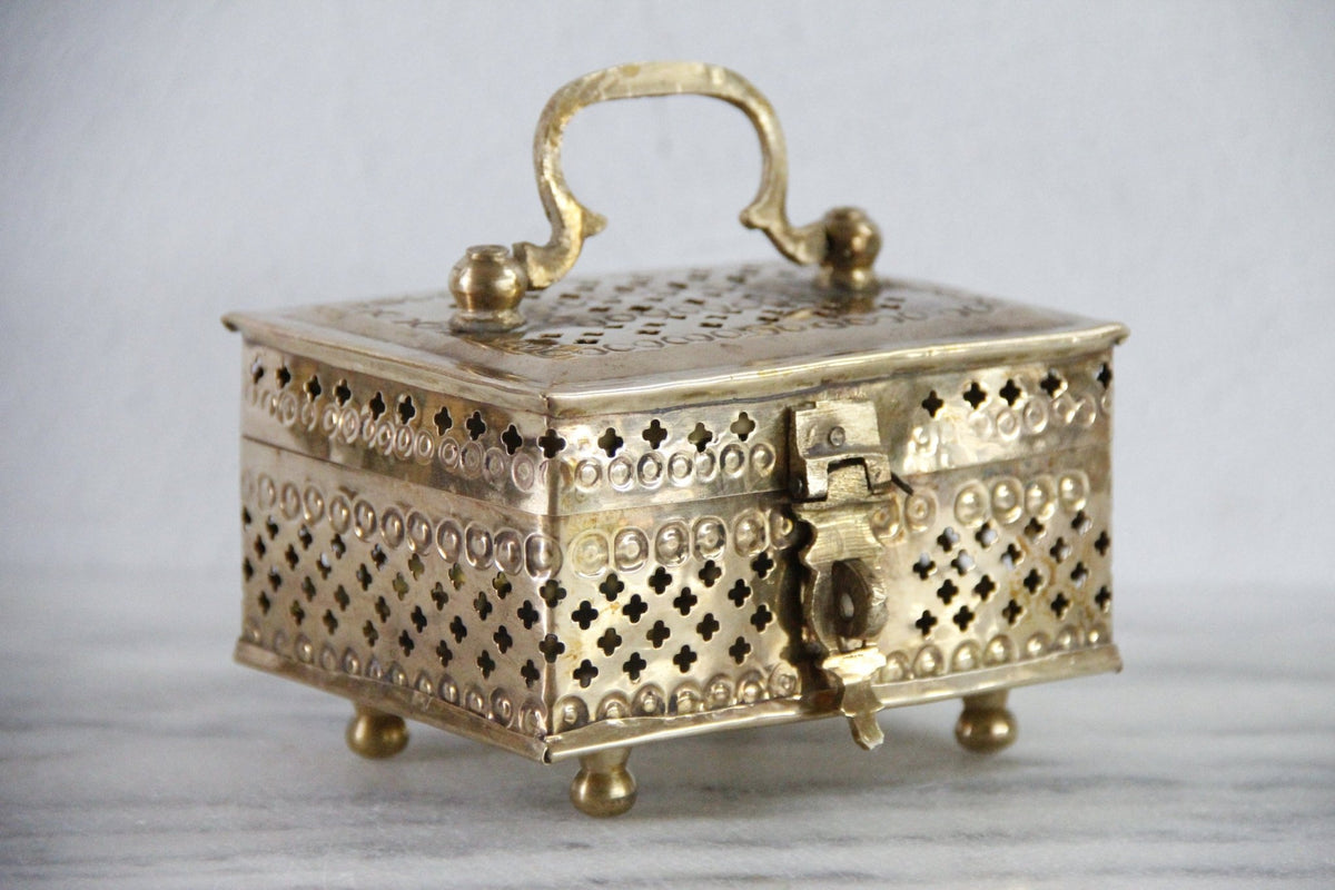 Vintage Brass Cricket Box With Feet | Pierced - Debra Hall Lifestyle