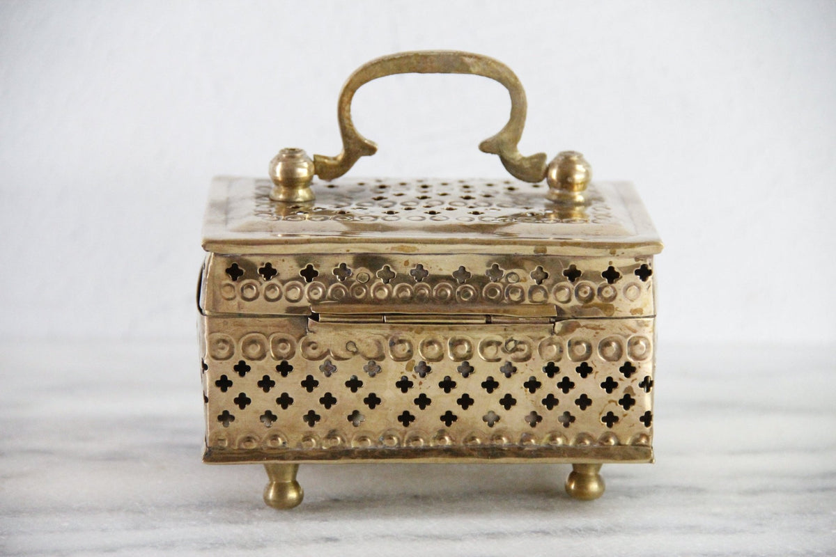Vintage Brass Cricket Box With Feet | Pierced - Debra Hall Lifestyle