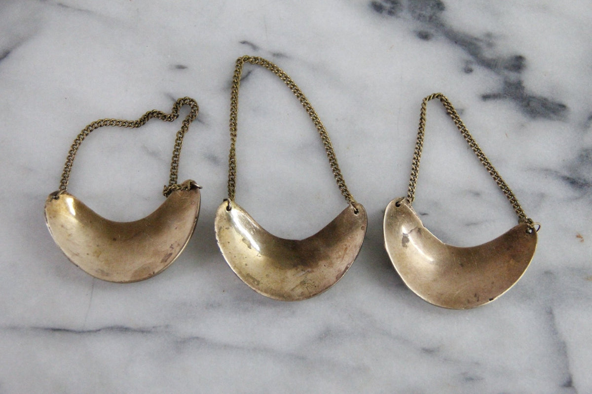 Vintage Brass Decanter Tags Gin Scotch Vodka Set of 3 - Debra Hall Lifestyle