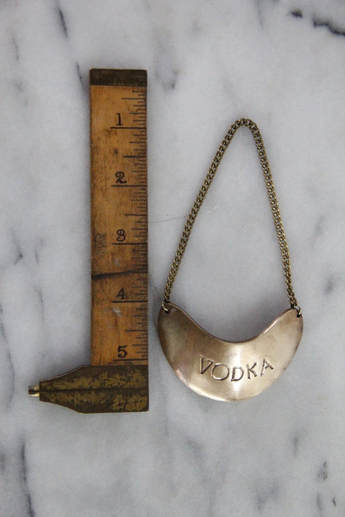 Vintage Brass Decanter Tags Gin Scotch Vodka Set of 3 - Debra Hall Lifestyle