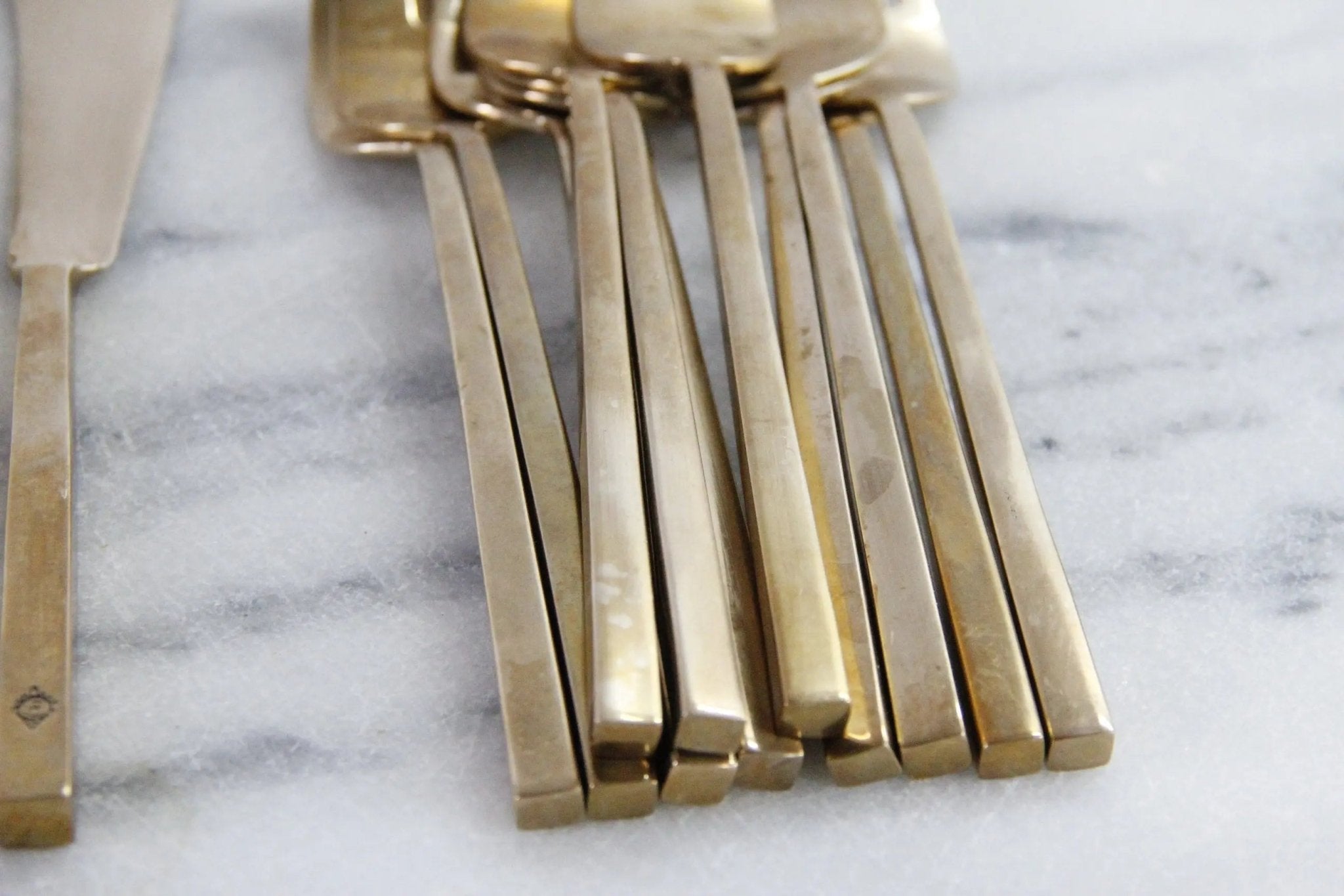 Vintage Brass Flatware | Sigvard Bernadotte Scanline Fish Service - Debra Hall Lifestyle