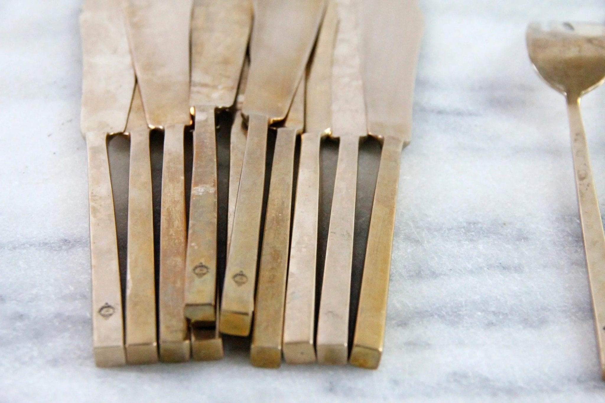 Vintage Brass Flatware | Sigvard Bernadotte Scanline Fish Service - Debra Hall Lifestyle
