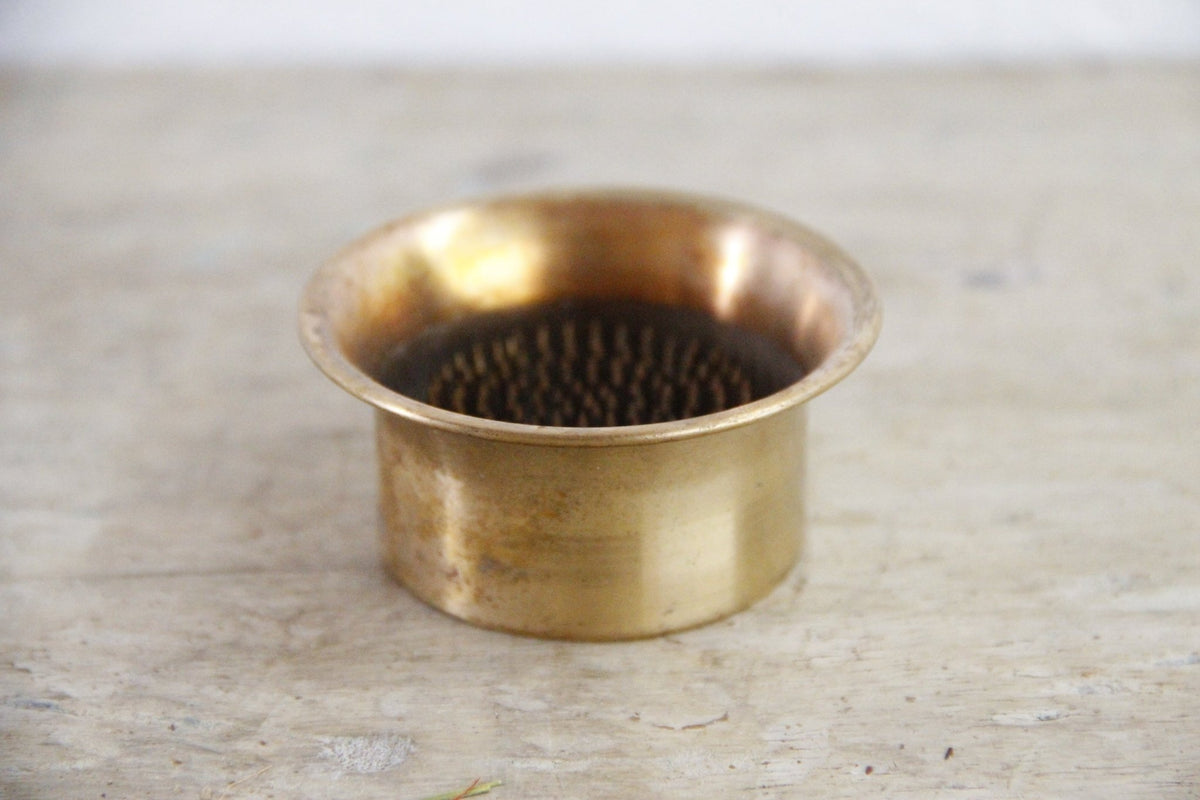 Vintage Brass Flower Frog Two Piece Pin Holder Bowl - Debra Hall Lifestyle