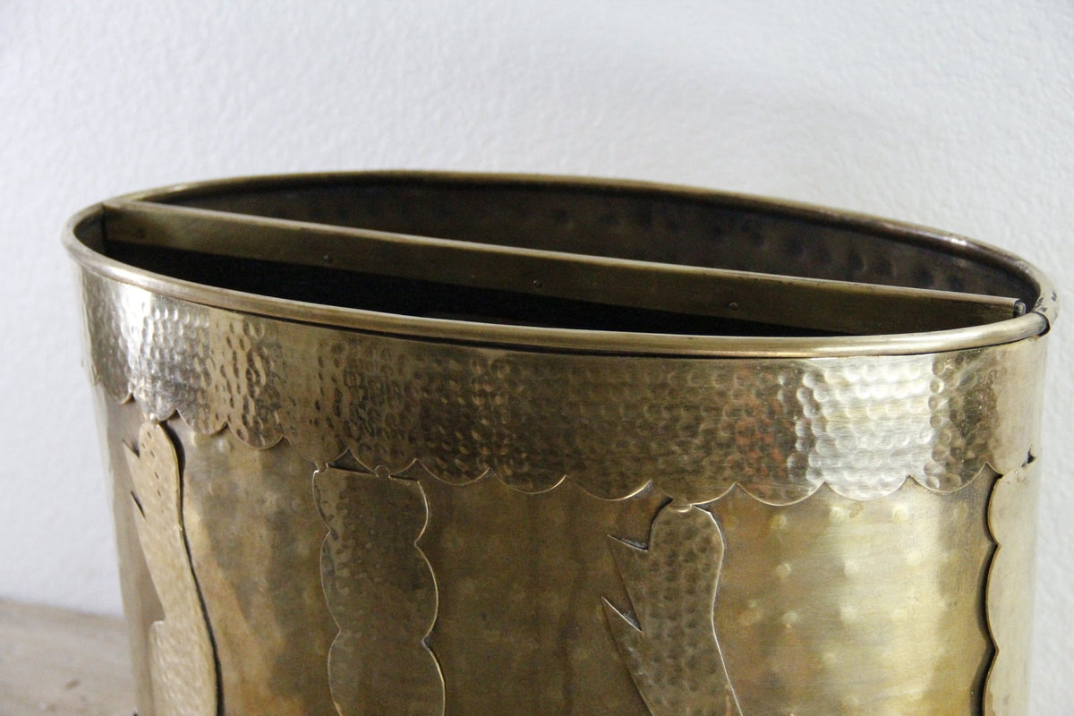 Vintage Brass Magazine Rack Hammered Metal Book Holder - Debra Hall Lifestyle