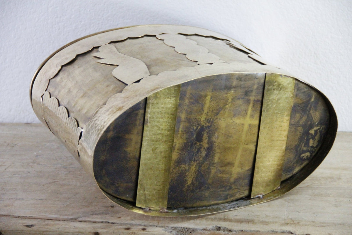 Vintage Brass Magazine Rack Hammered Metal Book Holder - Debra Hall Lifestyle