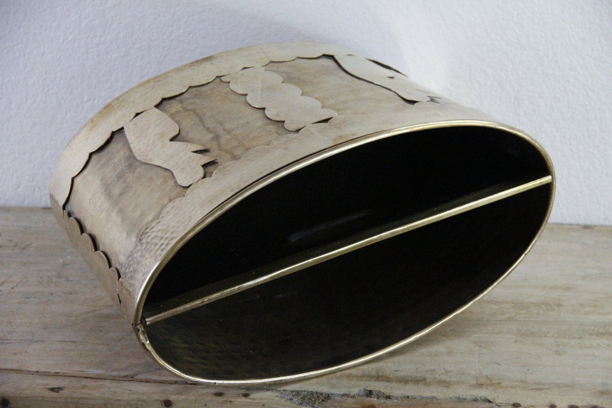 Vintage Brass Magazine Rack Hammered Metal Book Holder - Debra Hall Lifestyle