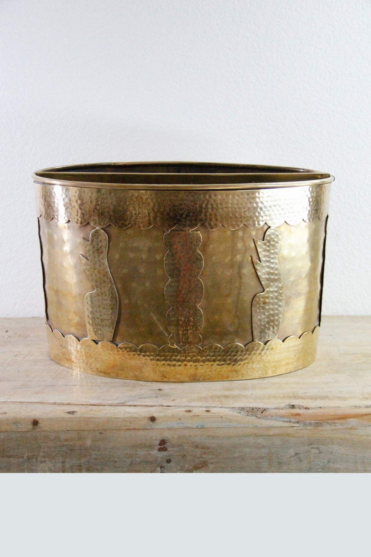 Vintage Brass Magazine Rack Hammered Metal Book Holder - Debra Hall Lifestyle