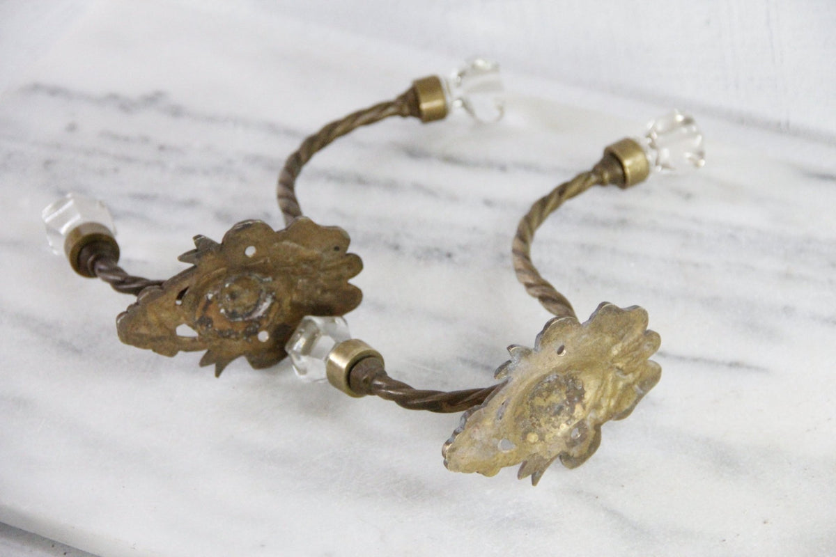 Vintage Brass Wall Hook With Crystal Knobs | Wall Rack - Debra Hall Lifestyle