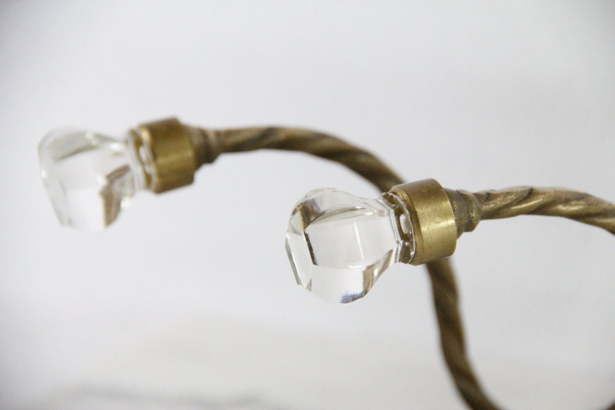 Vintage Brass Wall Hook With Crystal Knobs | Wall Rack - Debra Hall Lifestyle