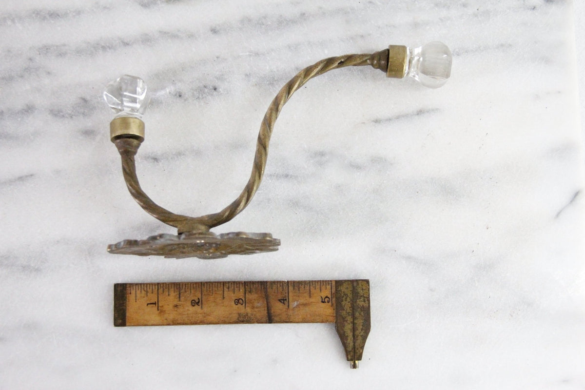 Vintage Brass Wall Hook With Crystal Knobs | Wall Rack - Debra Hall Lifestyle