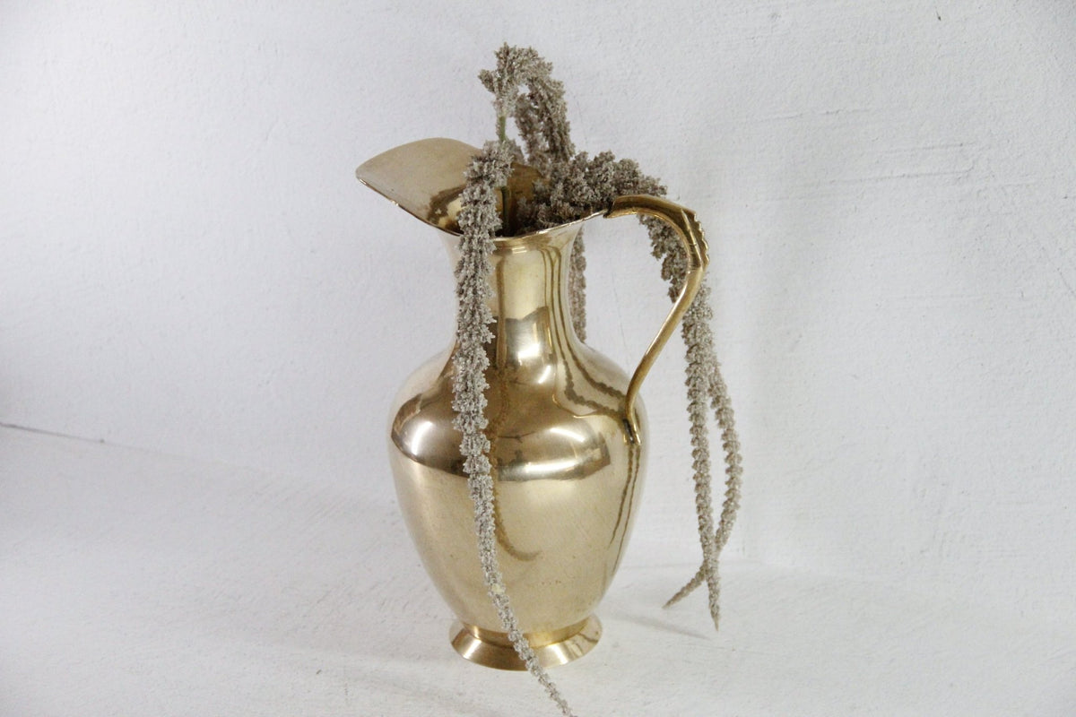 Vintage Brass Water Pitcher | Large Vase, Jug, Tall Ewer - Debra Hall Lifestyle