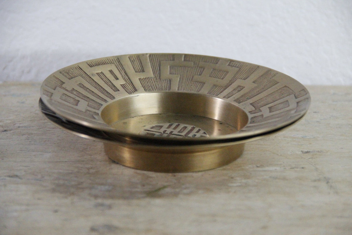Vintage Chinese Brass Dish | Longevity Symbol Catchall - Debra Hall Lifestyle