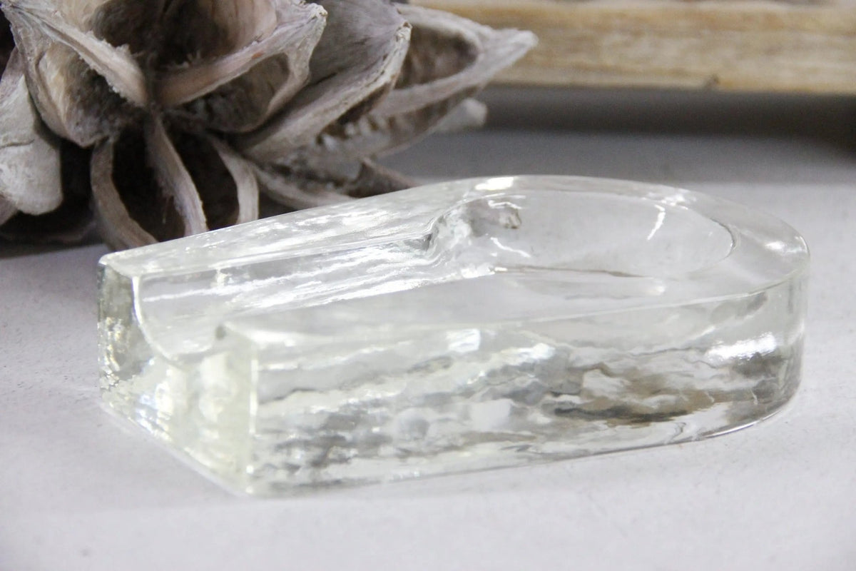 Vintage Cigar Ashtray | Large MCM Heavy Glass Blenko - Debra Hall Lifestyle