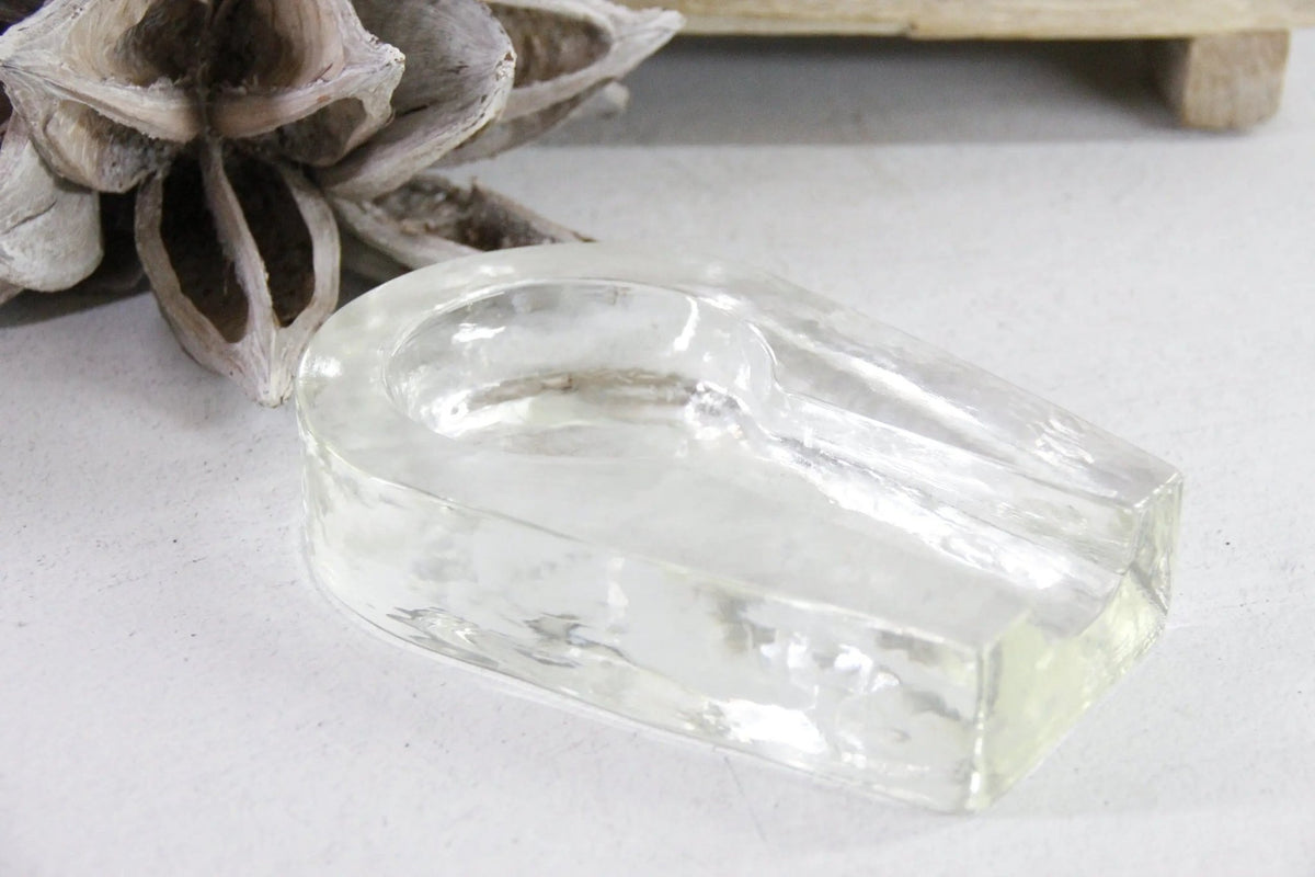Vintage Cigar Ashtray | Large MCM Heavy Glass Blenko - Debra Hall Lifestyle
