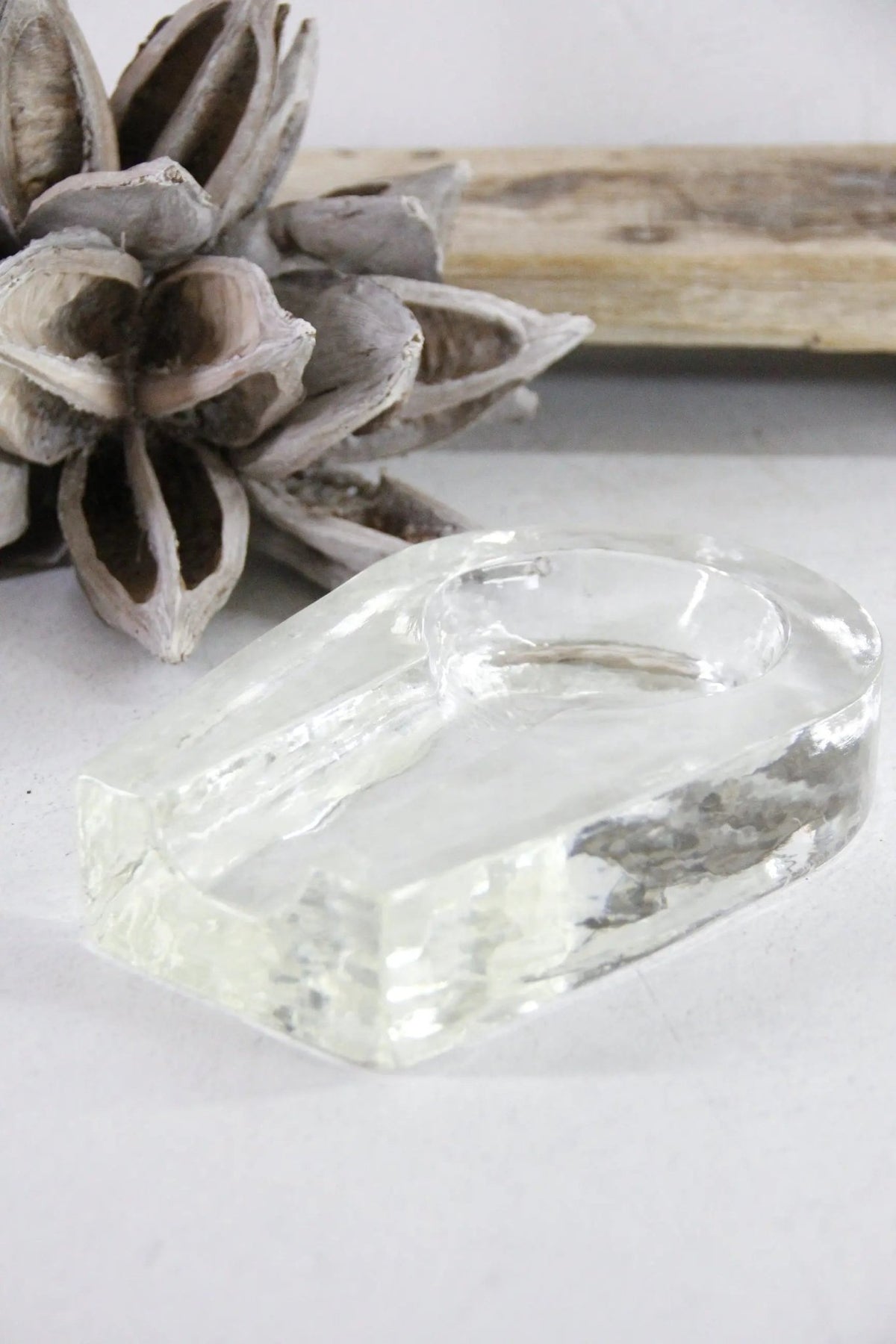 Vintage Cigar Ashtray | Large MCM Heavy Glass Blenko - Debra Hall Lifestyle