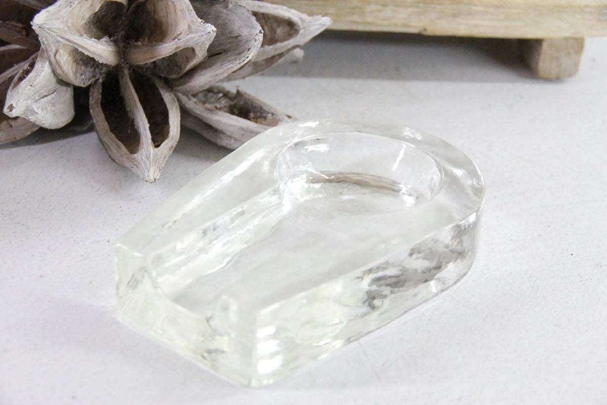 Vintage Cigar Ashtray | Large MCM Heavy Glass Blenko - Debra Hall Lifestyle