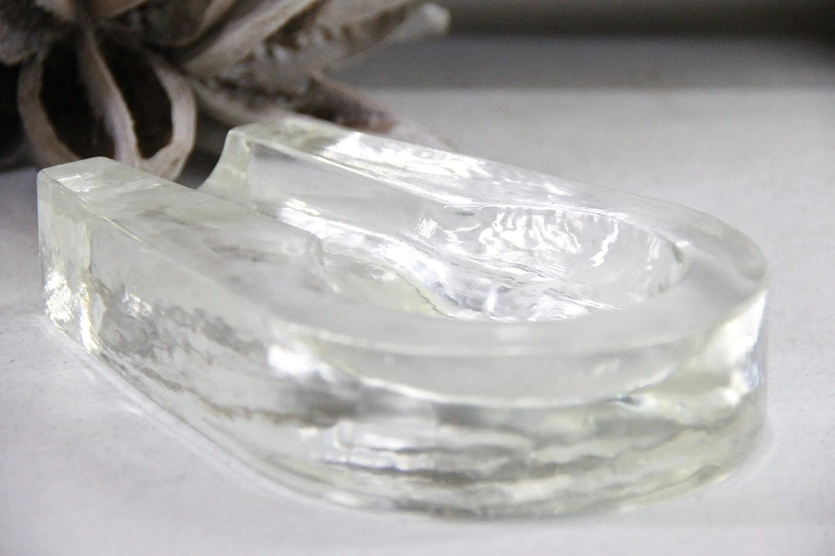 Vintage Cigar Ashtray | Large MCM Heavy Glass Blenko - Debra Hall Lifestyle