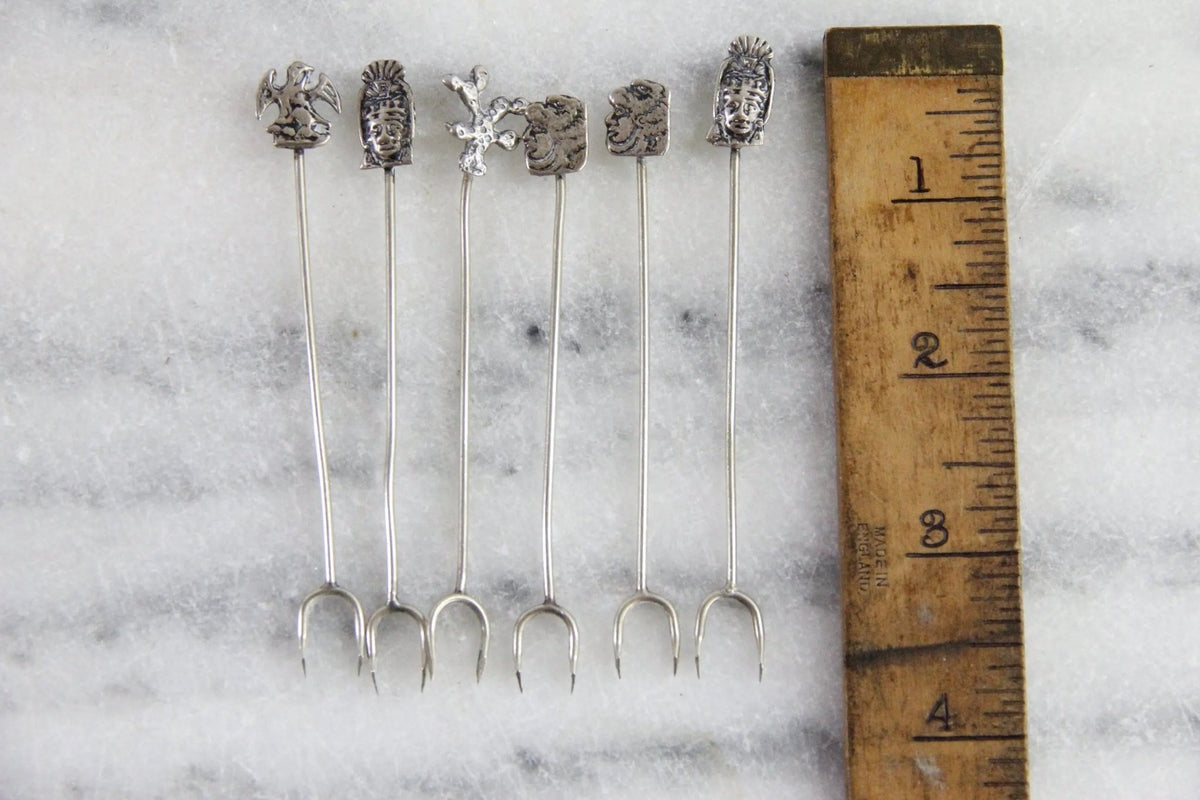 Vintage Cocktail Picks Silver 6 Pc | Hors D'oeuvre Stamped 825 - Debra Hall Lifestyle