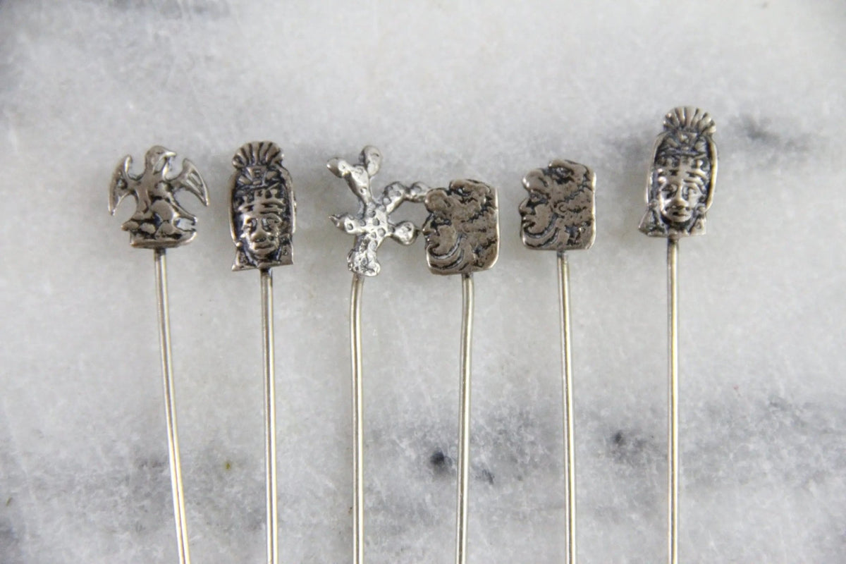 Vintage Cocktail Picks Silver 6 Pc | Hors D'oeuvre Stamped 825 - Debra Hall Lifestyle