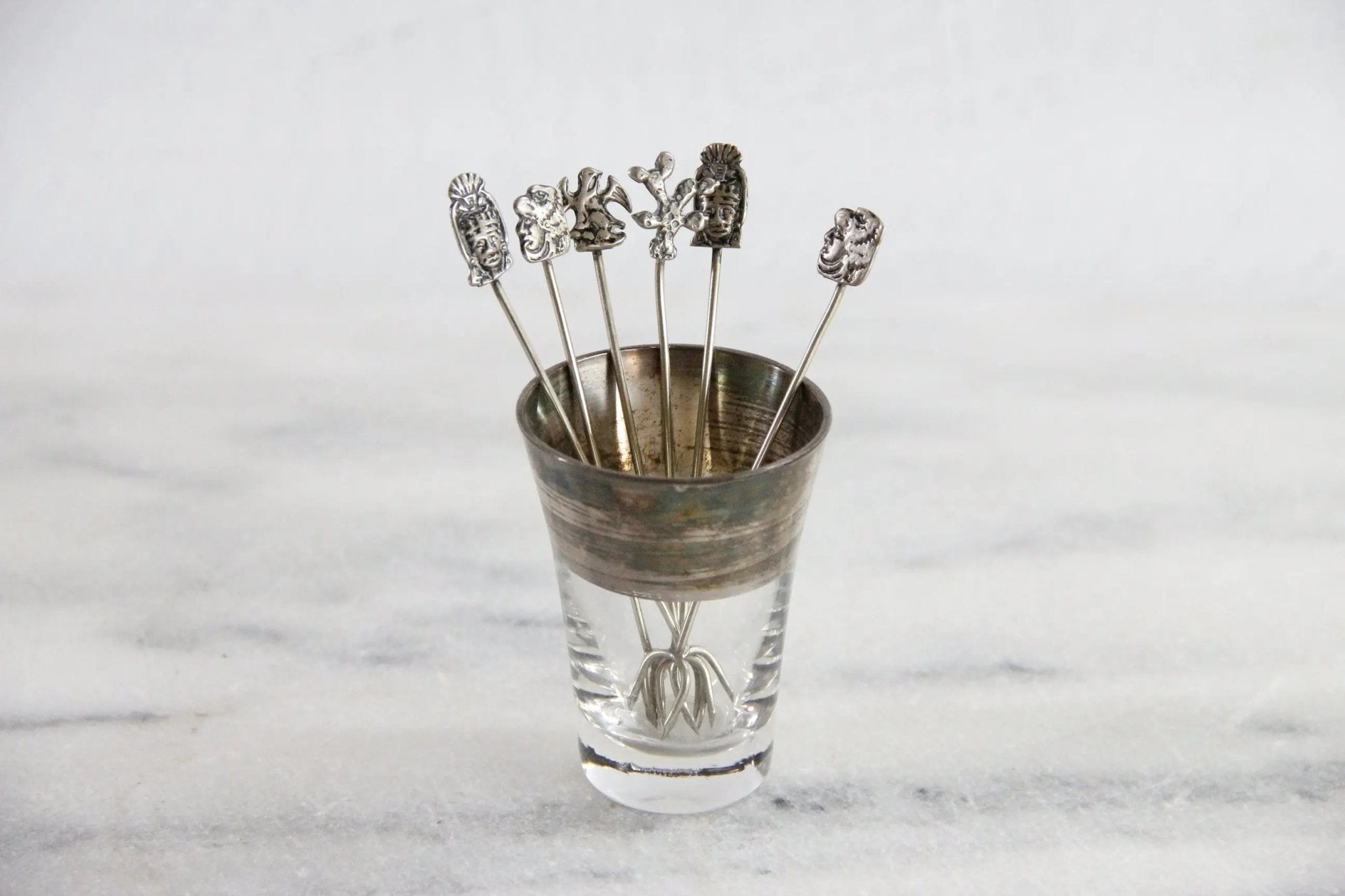 Vintage Cocktail Picks Silver 6 Pc | Hors D'oeuvre Stamped 825 - Debra Hall Lifestyle