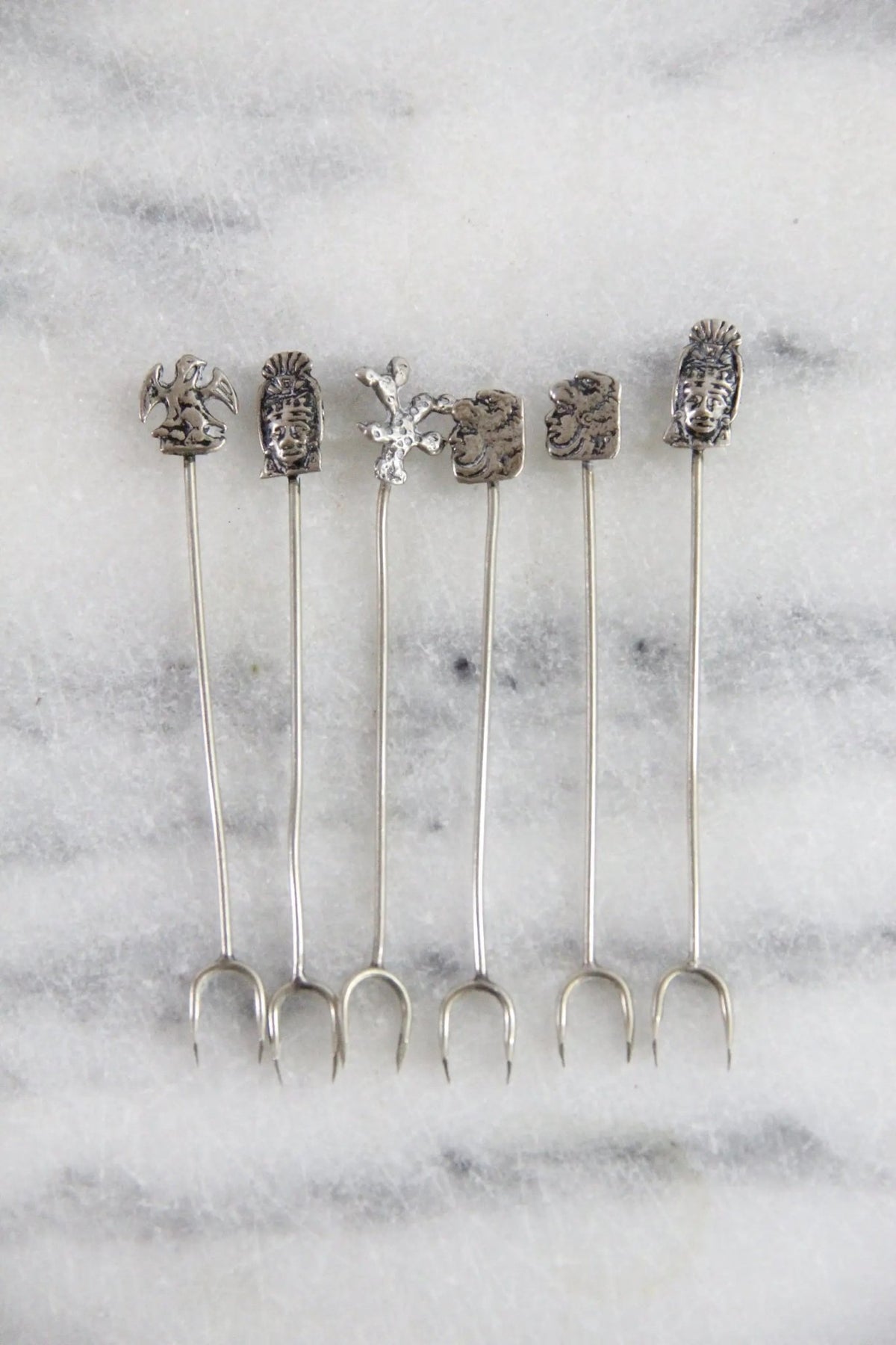 Vintage Cocktail Picks Silver 6 Pc | Hors D'oeuvre Stamped 825 - Debra Hall Lifestyle