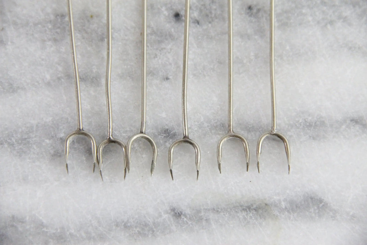 Vintage Cocktail Picks Silver 6 Pc | Hors D'oeuvre Stamped 825 - Debra Hall Lifestyle
