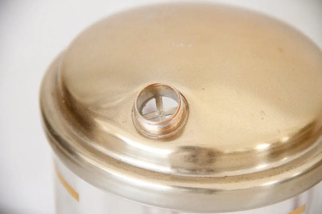 Vintage Cocktail Shaker | Frosted Glass With Gold Trim Barware - Debra Hall Lifestyle