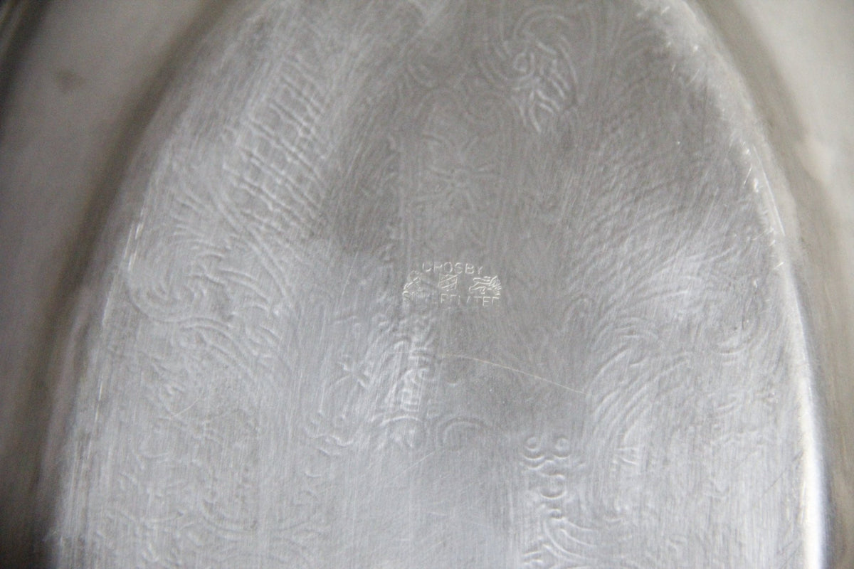 Vintage Crosby Silverplate Bread Tray Engraved Oval Serving Dish - Debra Hall Lifestyle