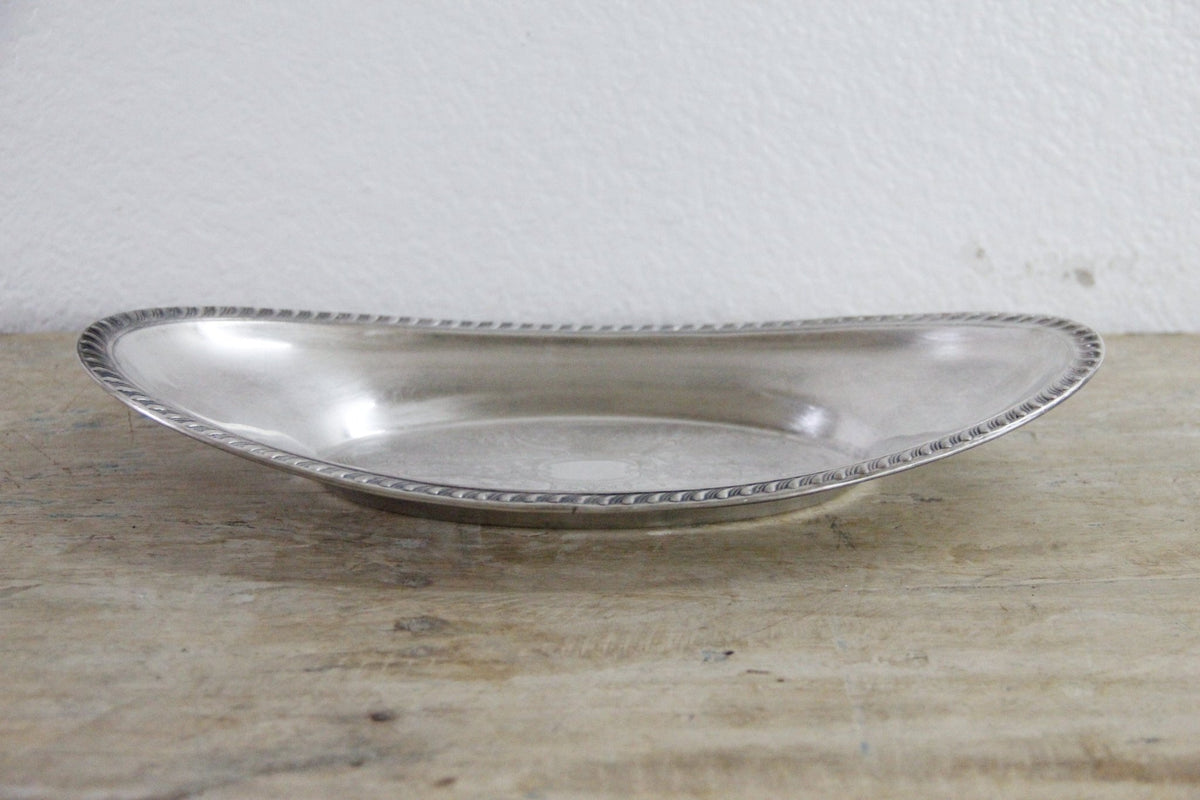 Vintage Crosby Silverplate Bread Tray Engraved Oval Serving Dish - Debra Hall Lifestyle