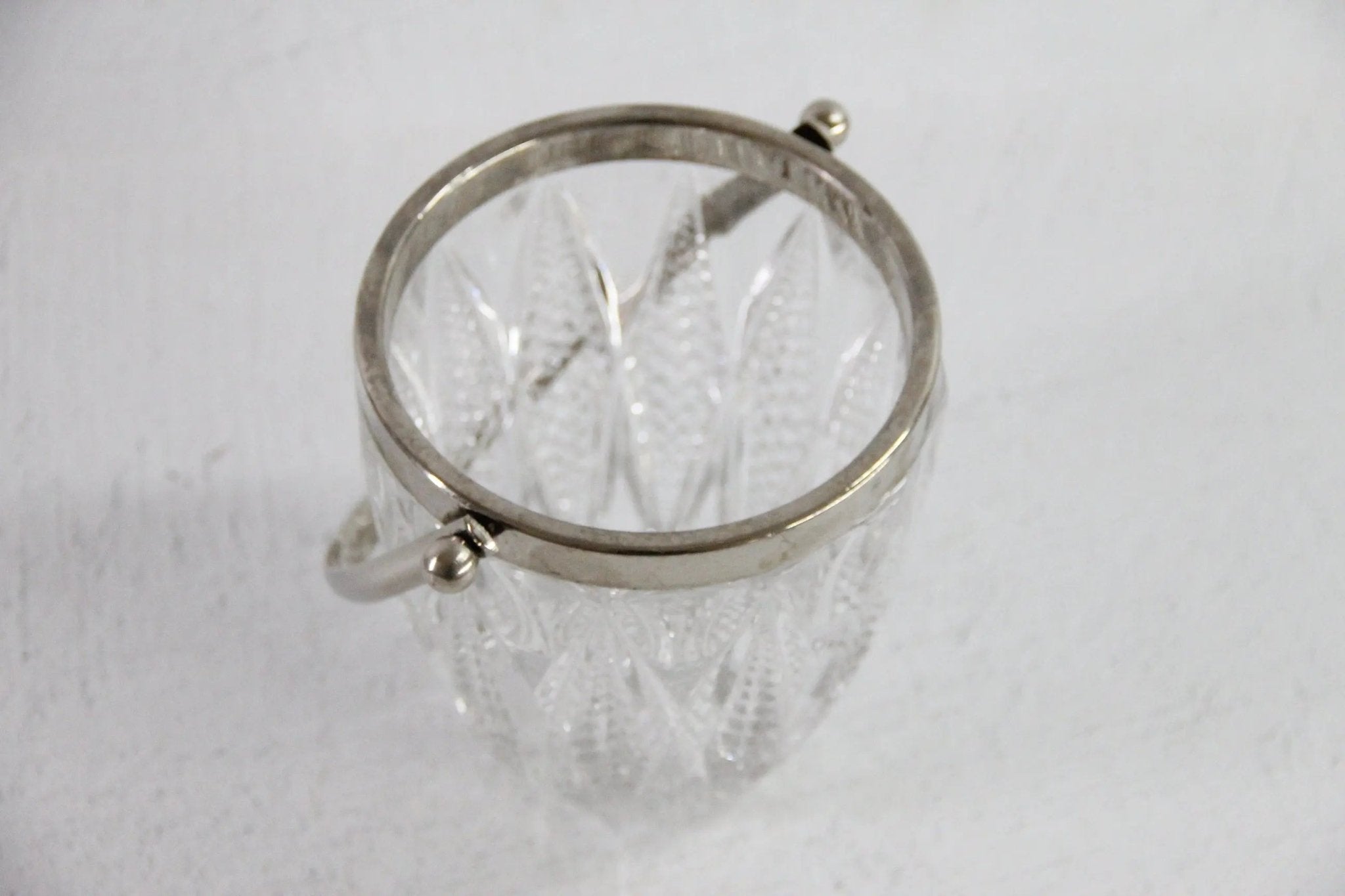 Vintage Crystal Ice Bucket with Silver Handle | 60s French Art Deco Style - Debra Hall Lifestyle