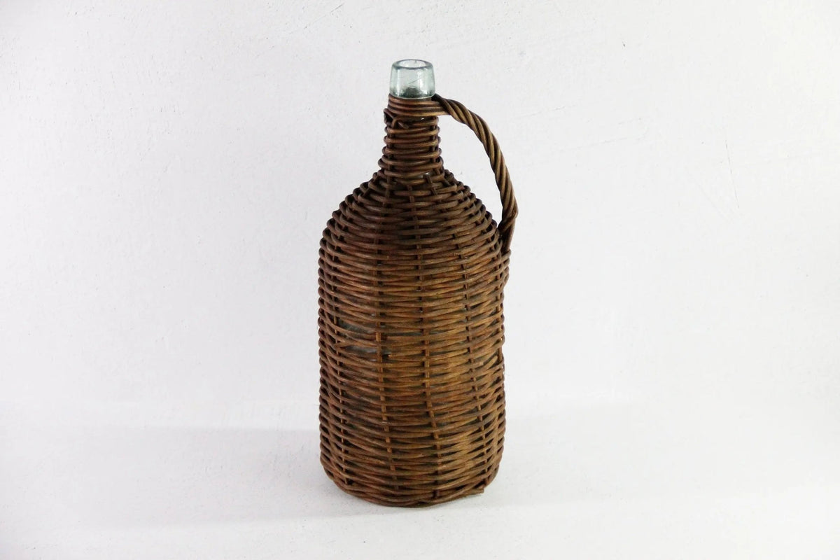 Vintage Demijohn Bottle | European Wicker Wrapped Vessel - Debra Hall Lifestyle