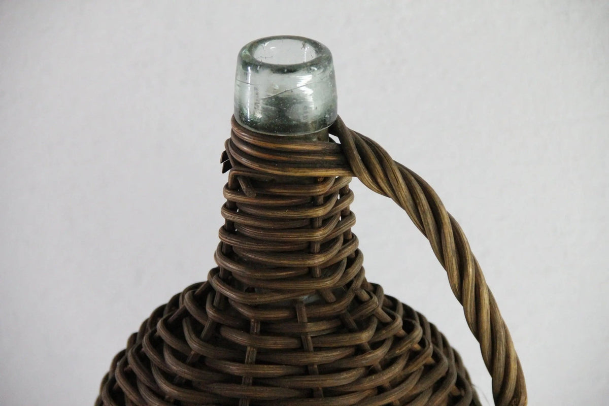 Vintage Demijohn Bottle | European Wicker Wrapped Vessel - Debra Hall Lifestyle